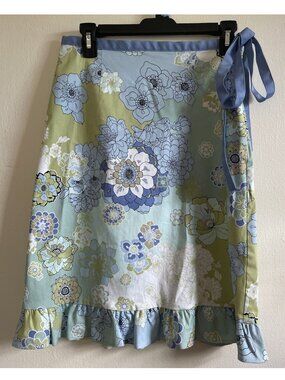 Vintage Harris/Wallace Design Floral Skirt Size 6 Side Zip & Bow W27” Long 23.5”